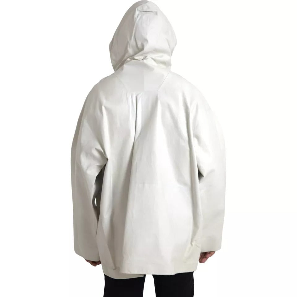 Bottega Veneta Giubbotto Blouson Uomo in Pelle Bianca Impermeabile