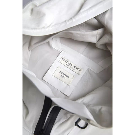 Bottega Veneta Giubbotto Blouson Uomo in Pelle Bianca Impermeabile