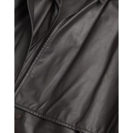 Bottega Veneta Black Leather Waterproof Trenchcoat Jacket
