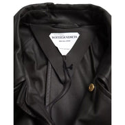 Bottega Veneta Black Leather Waterproof Trenchcoat Jacket