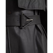 Bottega Veneta Black Leather Waterproof Trenchcoat Jacket
