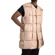 Veste en Cuir de Veau Matelassée sans Manches Beige Bottega Veneta
