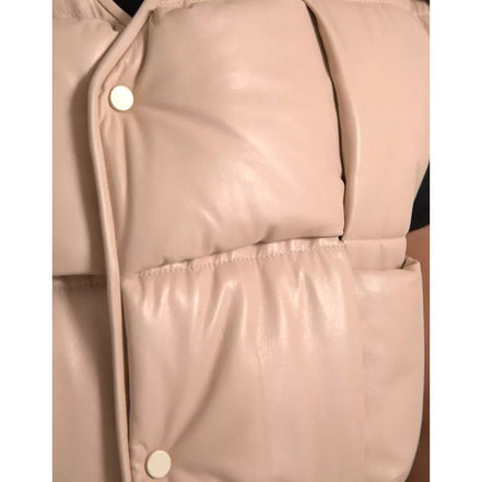 Veste en Cuir de Veau Matelassée sans Manches Beige Bottega Veneta