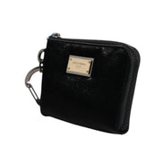 Dolce & Gabbana Pochette Zippée en Nylon Noir avec Logo et Porte-Clés