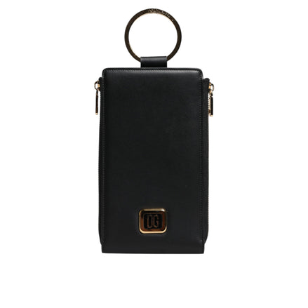 Dolce & Gabbana Black Leather Logo Neck Strap Wallet