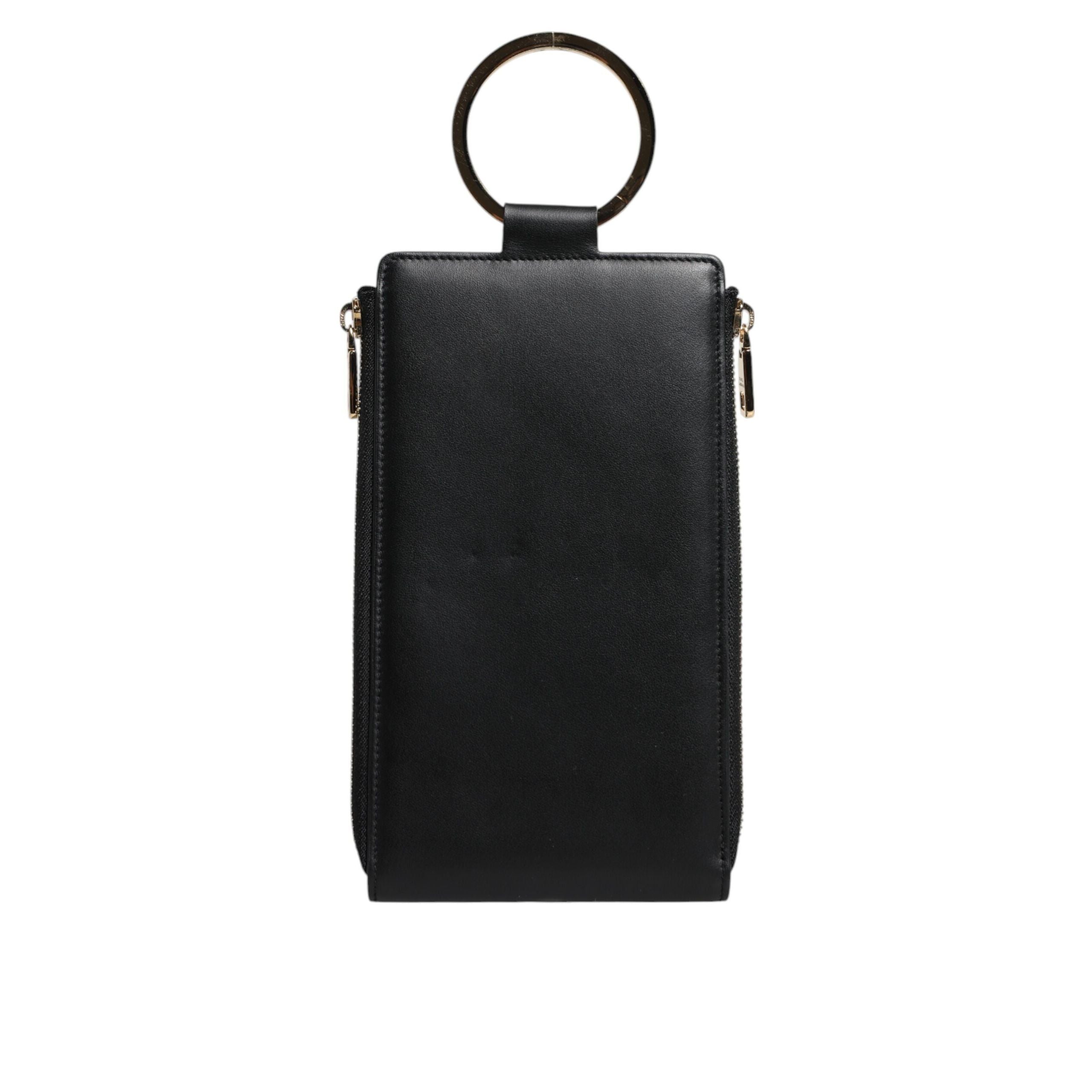 Dolce & Gabbana Black Leather Logo Neck Strap Wallet