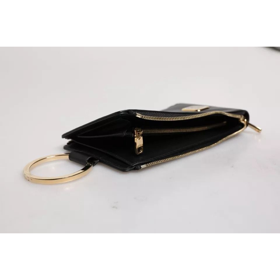 Dolce & Gabbana Black Leather Logo Neck Strap Wallet