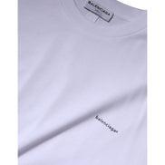 T-shirt Balenciaga col rond coton manches courtes logo blanc