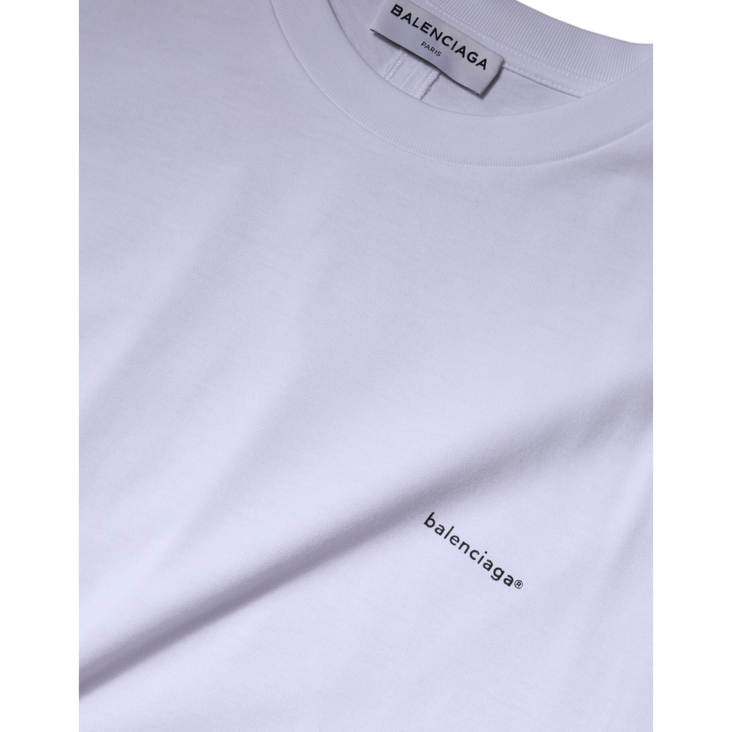 T-shirt Balenciaga col rond coton manches courtes logo blanc