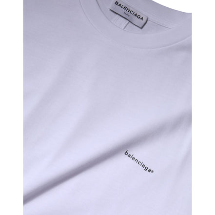 T-shirt Balenciaga col rond coton manches courtes logo blanc