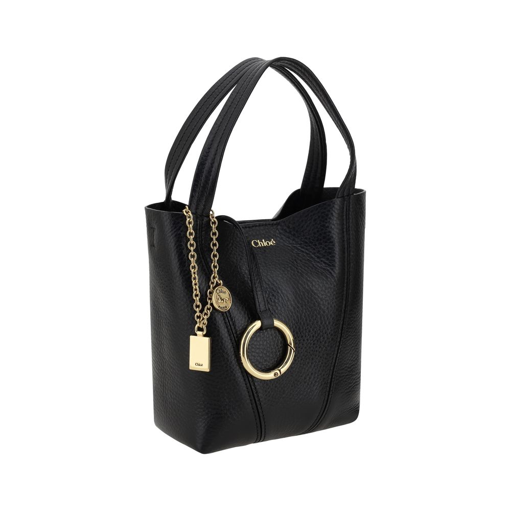 Chloé Black Calf Leather Shoulder Bag - Spin 18x19x8