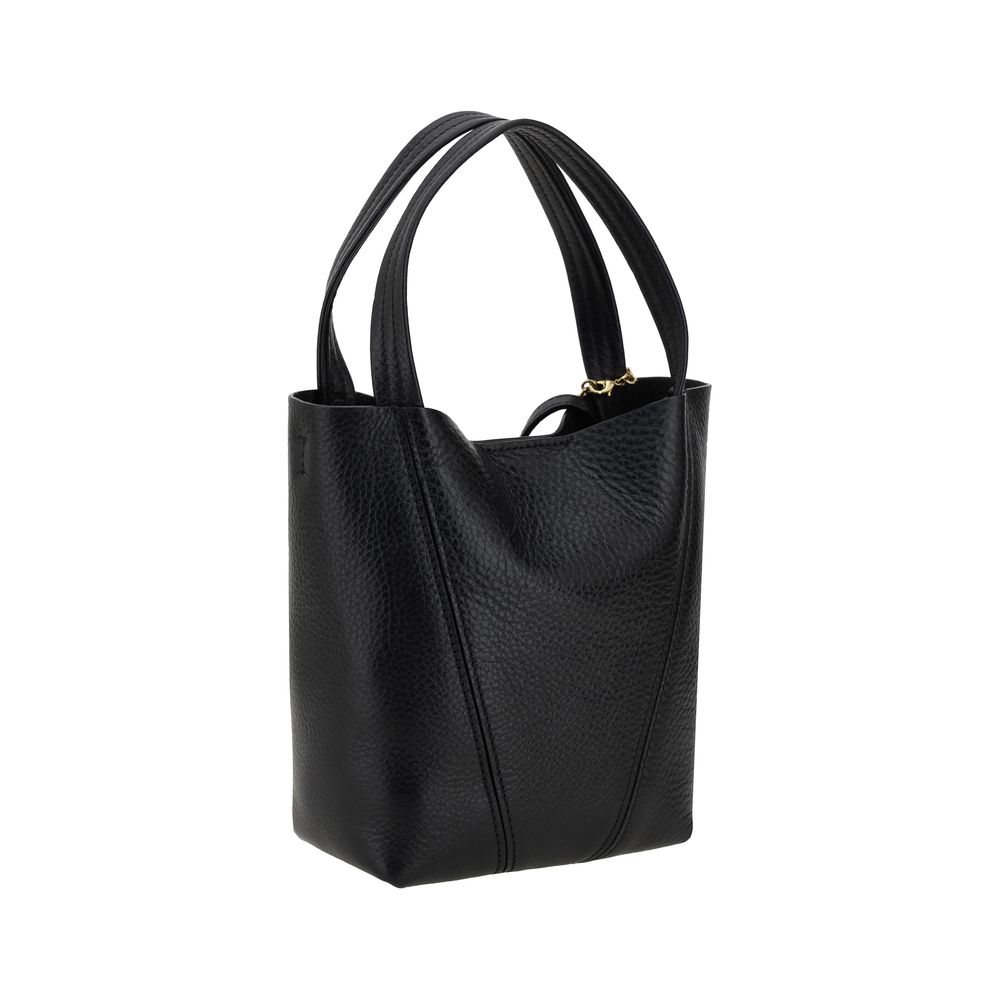 Chloé Black Calf Leather Shoulder Bag - Spin 18x19x8