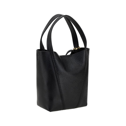 Chloé Black Calf Leather Shoulder Bag - Spin 18x19x8