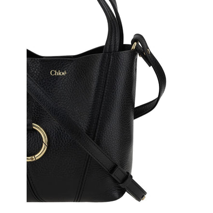 Chloé Black Calf Leather Shoulder Bag - Spin 18x19x8