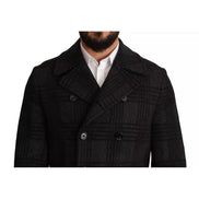 Dolce & Gabbana Trench nero in lana a quadri