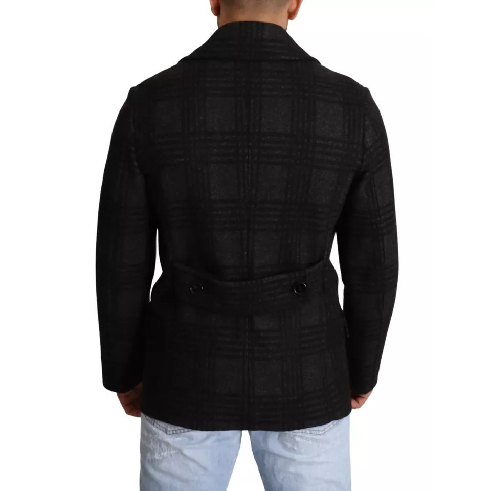 Dolce & Gabbana Trench nero in lana a quadri