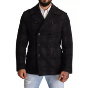 Dolce & Gabbana Trench nero in lana a quadri