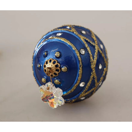 Orecchini Gioiello con Gancio Dolce & Gabbana a Sfera di Natale Blu in Ottone Dorato con Cristalli