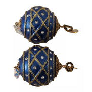 Orecchini Gioiello con Gancio Dolce & Gabbana a Sfera di Natale Blu in Ottone Dorato con Cristalli