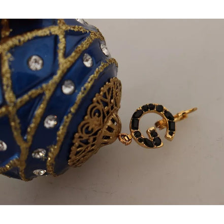 Orecchini Gioiello con Gancio Dolce & Gabbana a Sfera di Natale Blu in Ottone Dorato con Cristalli