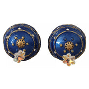 Orecchini Gioiello con Gancio Dolce & Gabbana a Sfera di Natale Blu in Ottone Dorato con Cristalli