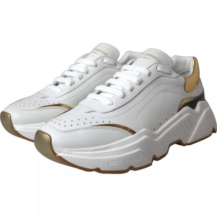 Dolce & Gabbana Sneakers DAYMASTER in Pelle Oro Bianco Uomo