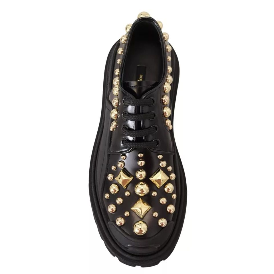Scarpe stringate Dolce & Gabbana Trekking Derby in pelle nera decorate