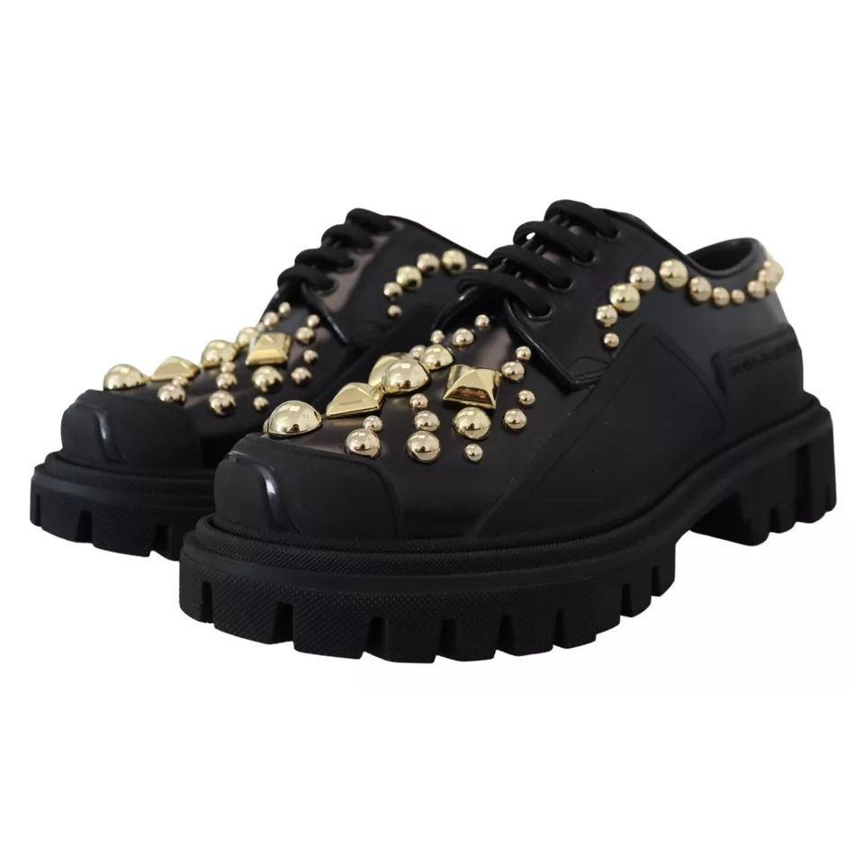 Scarpe stringate Dolce & Gabbana Trekking Derby in pelle nera decorate