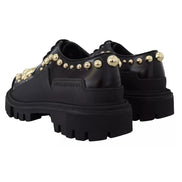 Scarpe stringate Dolce & Gabbana Trekking Derby in pelle nera decorate