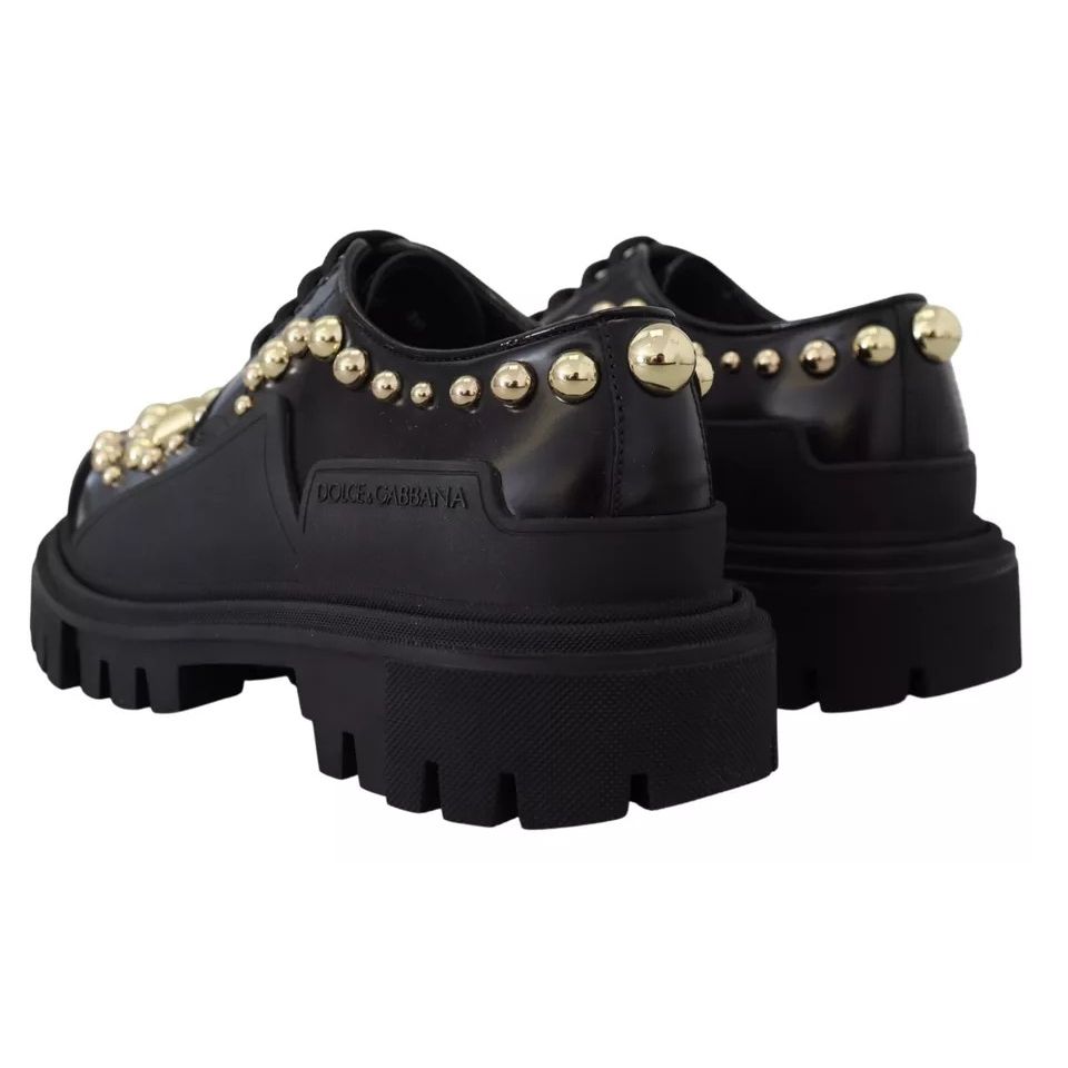 Scarpe stringate Dolce & Gabbana Trekking Derby in pelle nera decorate