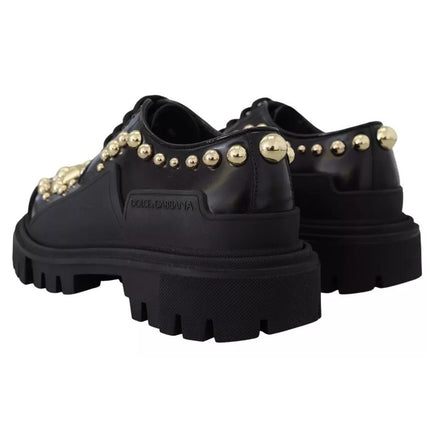 Scarpe stringate Dolce & Gabbana Trekking Derby in pelle nera decorate