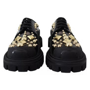 Scarpe stringate Dolce & Gabbana Trekking Derby in pelle nera decorate