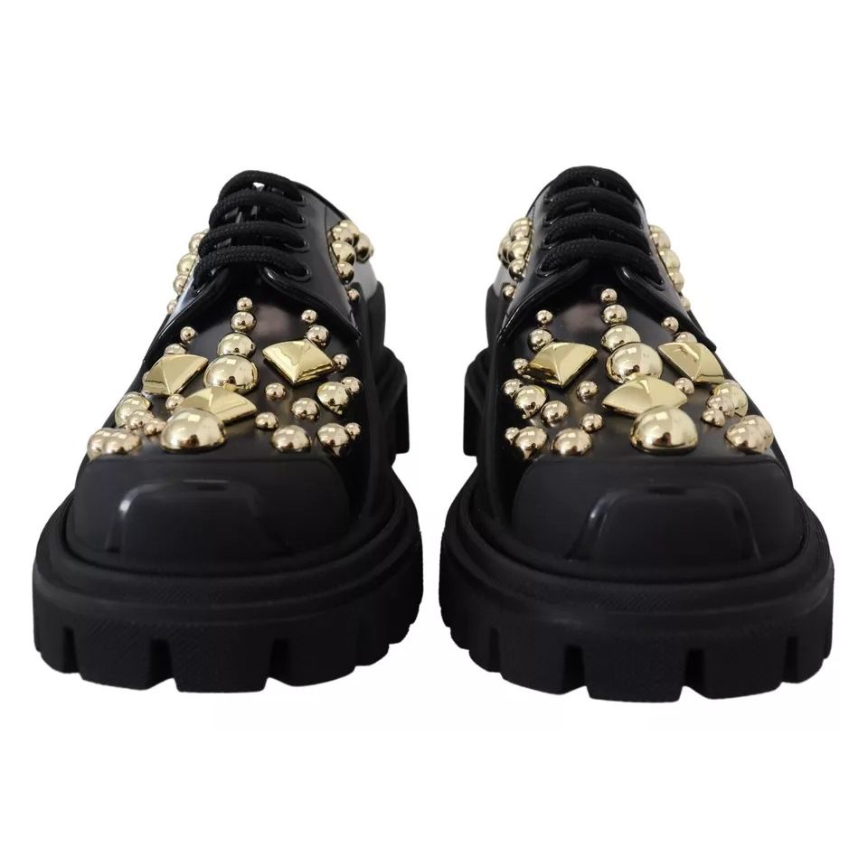 Scarpe stringate Dolce & Gabbana Trekking Derby in pelle nera decorate