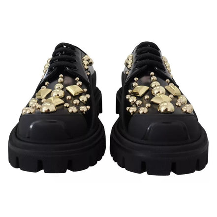 Scarpe stringate Dolce & Gabbana Trekking Derby in pelle nera decorate