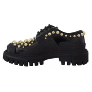 Scarpe stringate Dolce & Gabbana Trekking Derby in pelle nera decorate