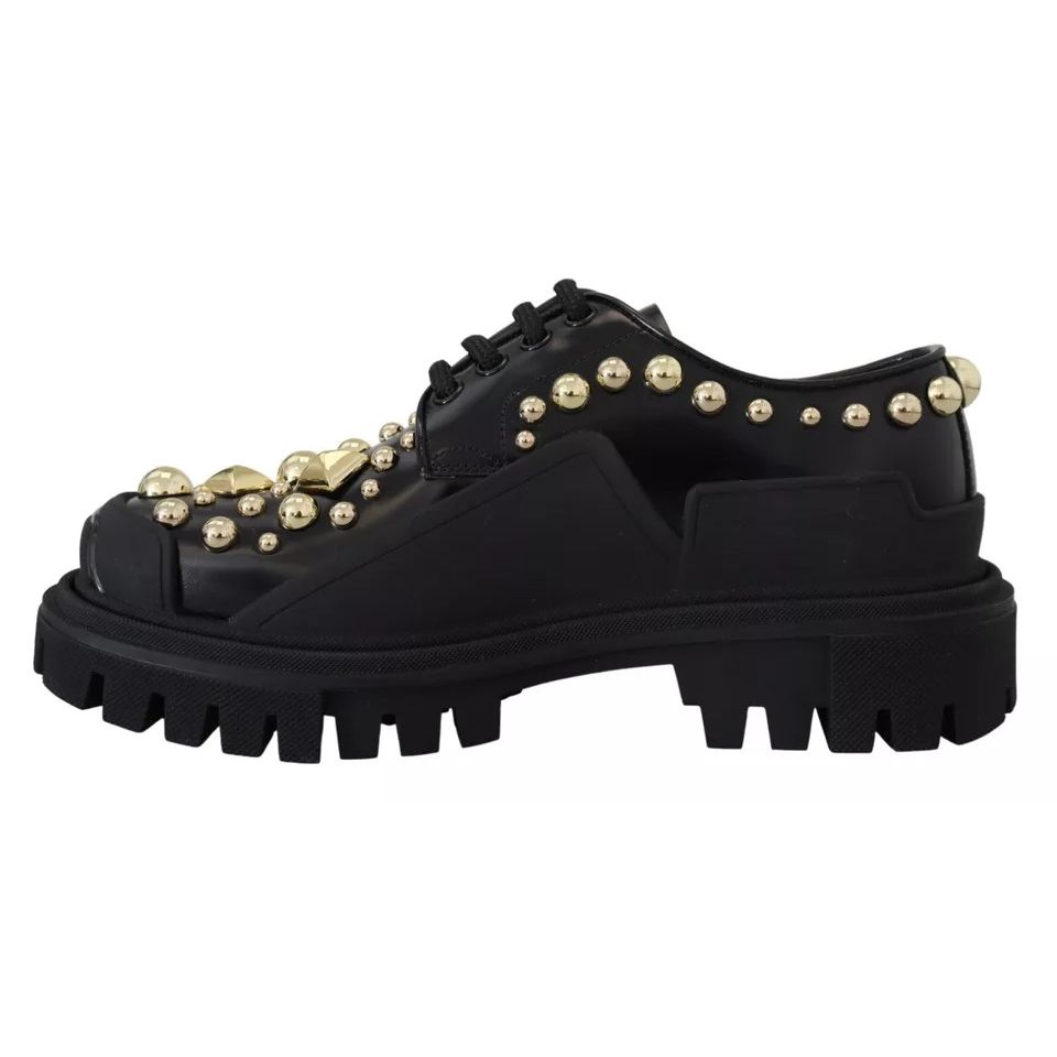 Scarpe stringate Dolce & Gabbana Trekking Derby in pelle nera decorate