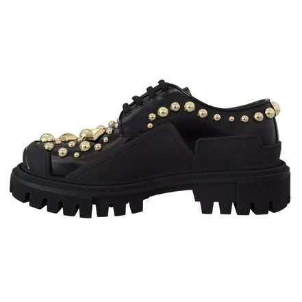 Scarpe stringate Dolce & Gabbana Trekking Derby in pelle nera decorate
