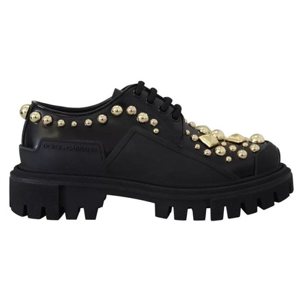 Scarpe stringate Dolce & Gabbana Trekking Derby in pelle nera decorate