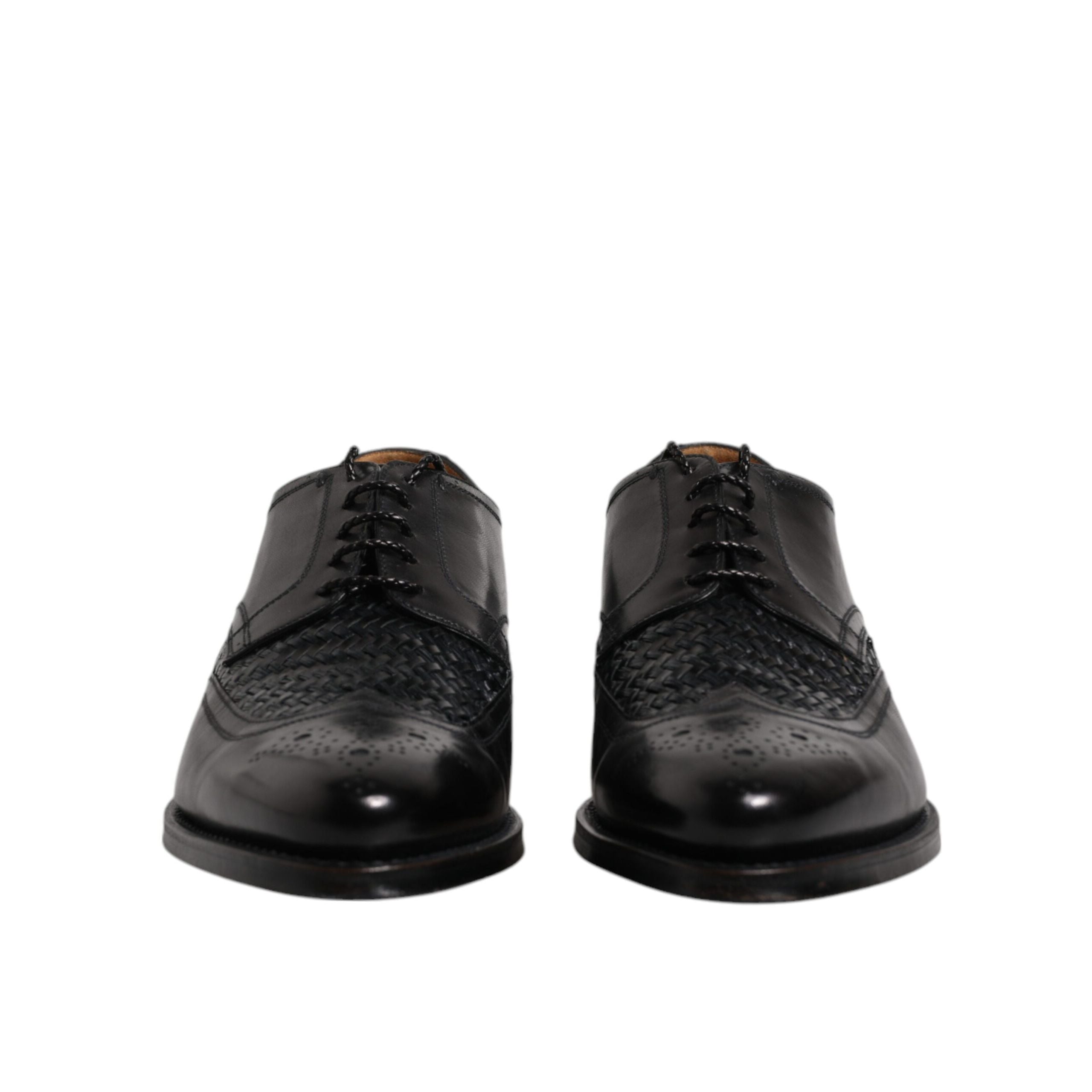 Scarpe stringate eleganti da uomo Dolce & Gabbana Derby Wingtip in pelle nera