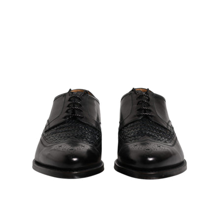 Scarpe stringate eleganti da uomo Dolce & Gabbana Derby Wingtip in pelle nera