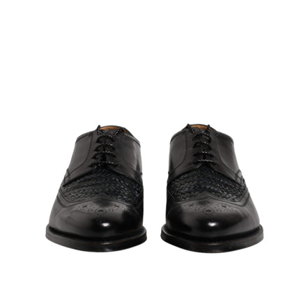 Dolce & Gabbana Black Leather Wingtip Lace-Up Derby Shoes