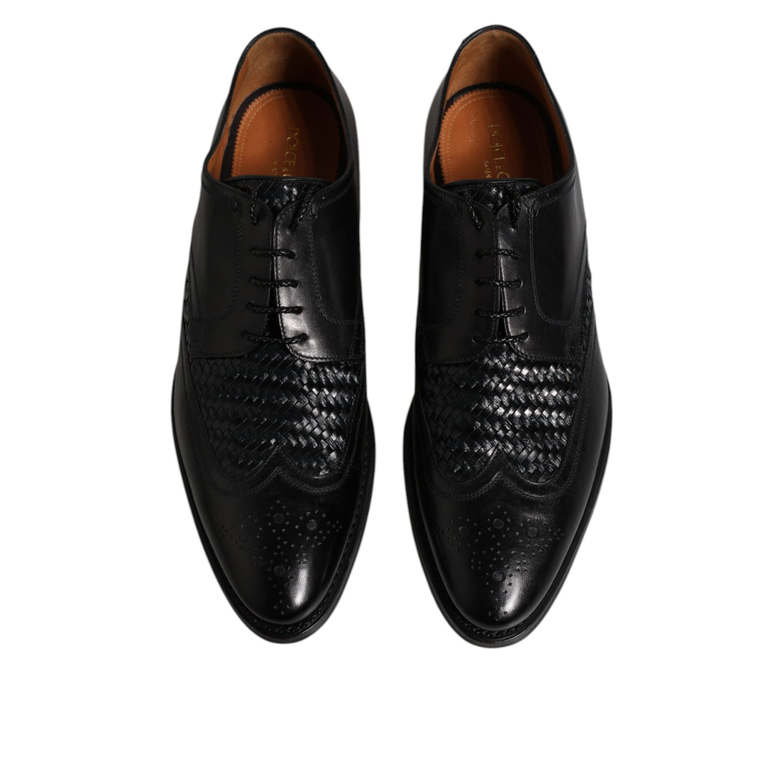 Scarpe stringate eleganti da uomo Dolce & Gabbana Derby Wingtip in pelle nera