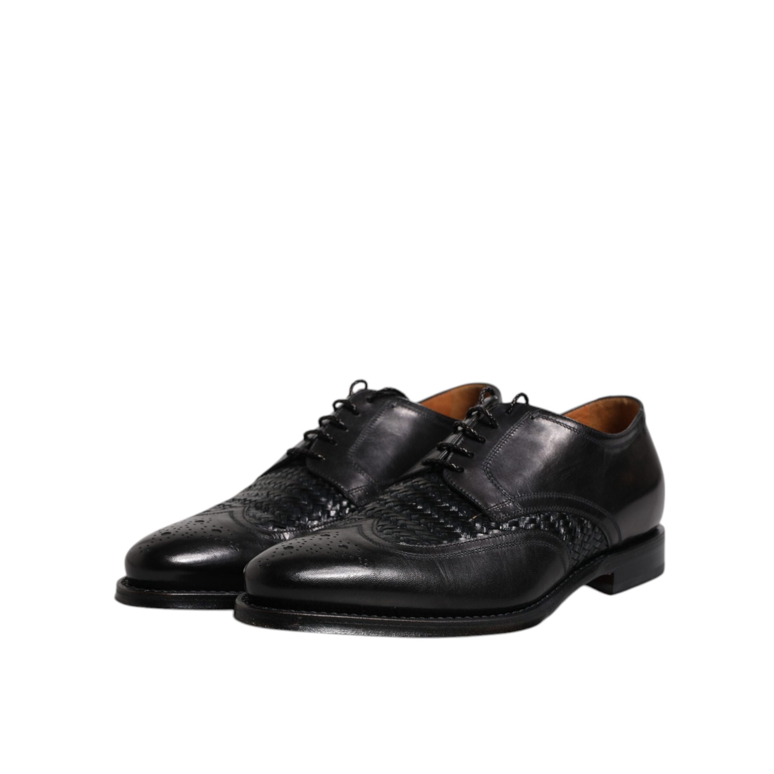 Scarpe stringate eleganti da uomo Dolce & Gabbana Derby Wingtip in pelle nera
