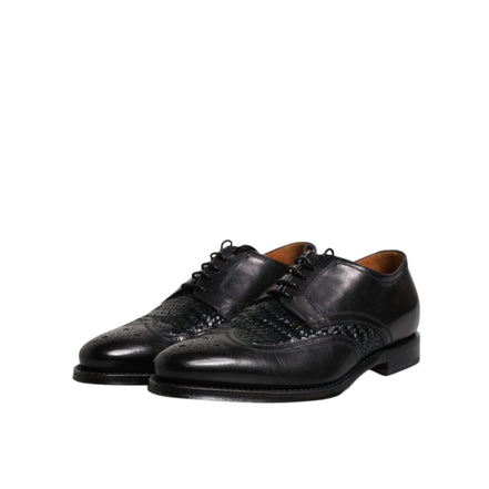 Scarpe stringate eleganti da uomo Dolce & Gabbana Derby Wingtip in pelle nera