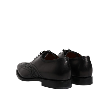 Scarpe stringate eleganti da uomo Dolce & Gabbana Derby Wingtip in pelle nera