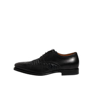 Scarpe stringate eleganti da uomo Dolce & Gabbana Derby Wingtip in pelle nera