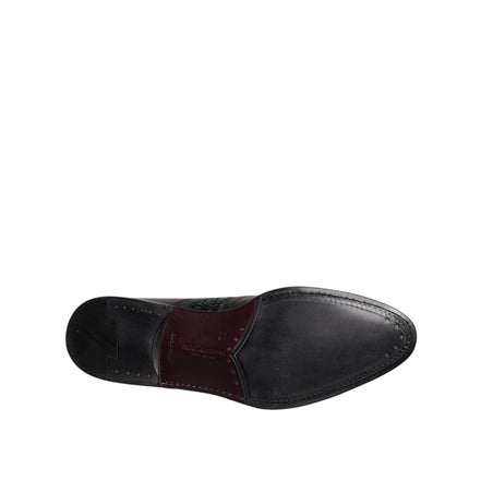 Scarpe stringate eleganti da uomo Dolce & Gabbana Derby Wingtip in pelle nera