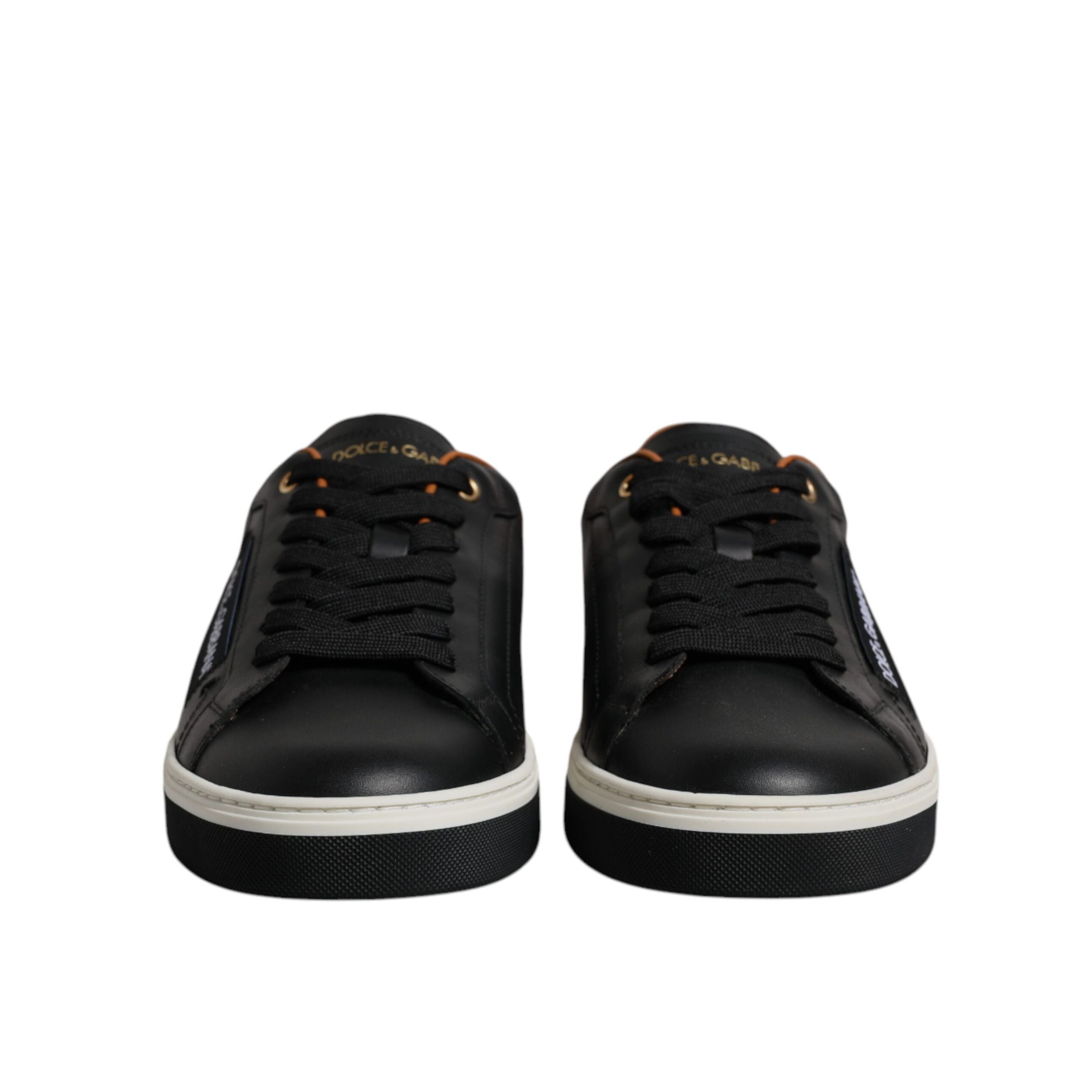 Baskets basses en cuir noir Dolce & Gabbana pour hommes
