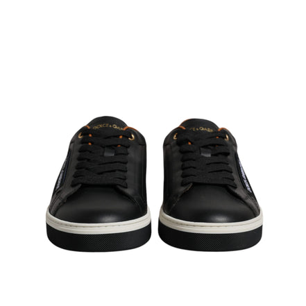 Baskets basses en cuir noir Dolce & Gabbana pour hommes