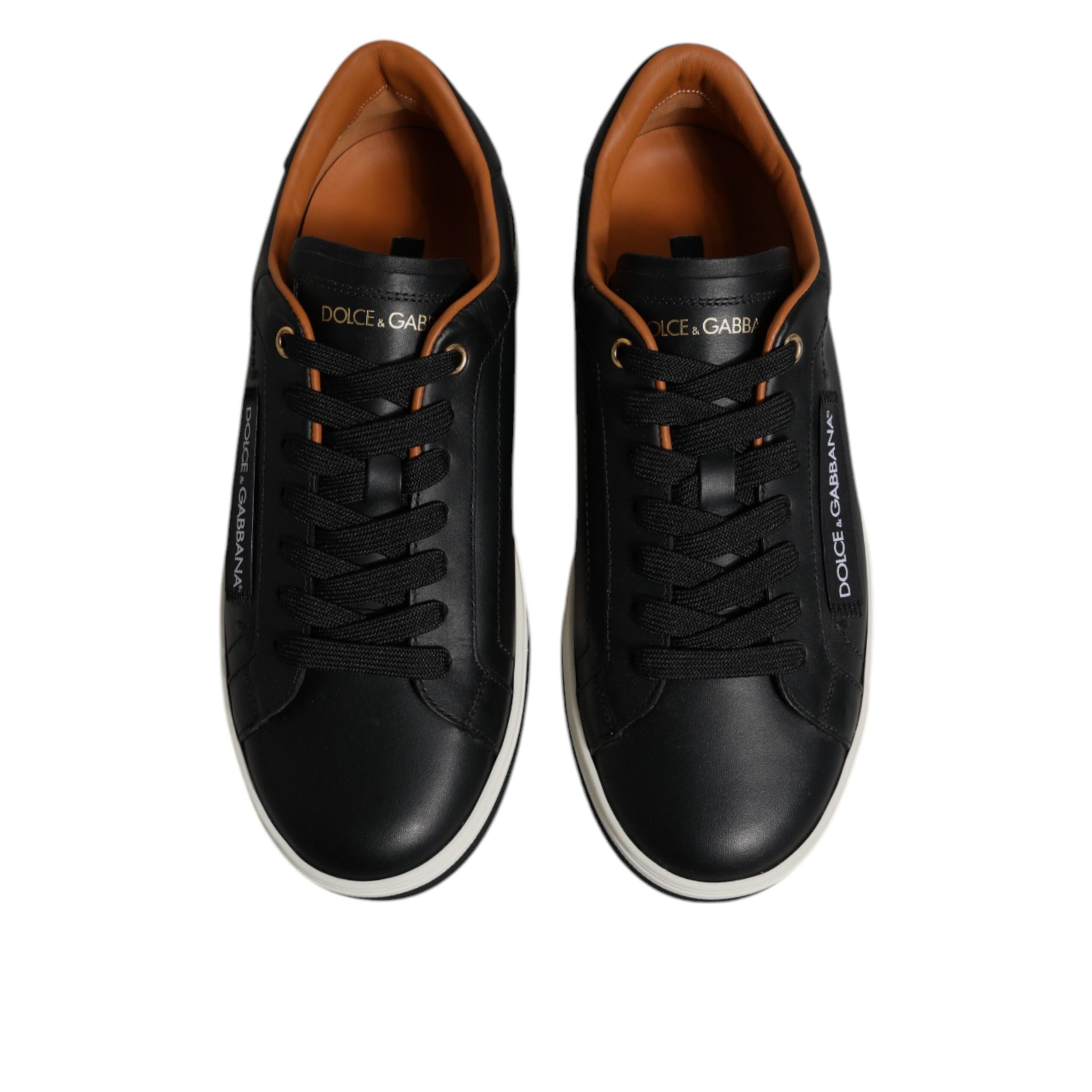 Baskets basses en cuir noir Dolce & Gabbana pour hommes